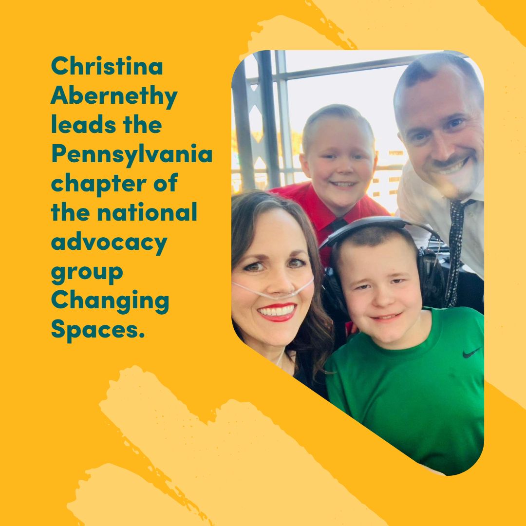 Christina Abernethy leads the Pennsylvania chapter of the national advocacy group Changing Spaces.  Photo of Christina Abernathy and family. Cjh
