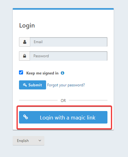Login example that emphasized choosing the login with a magic link button